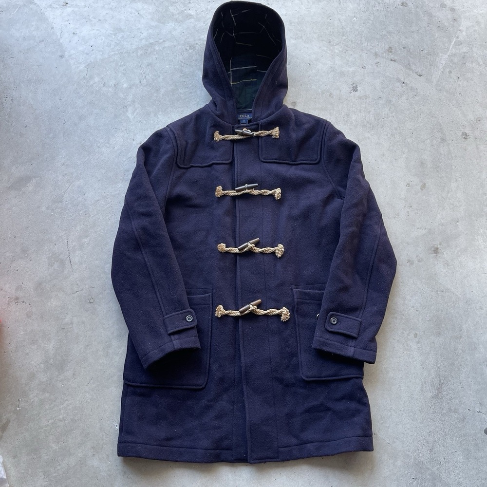 Polo Ralph Lauren Wool Duffle Coat Navy Toggle Clasp Coastal Jacket Size 20